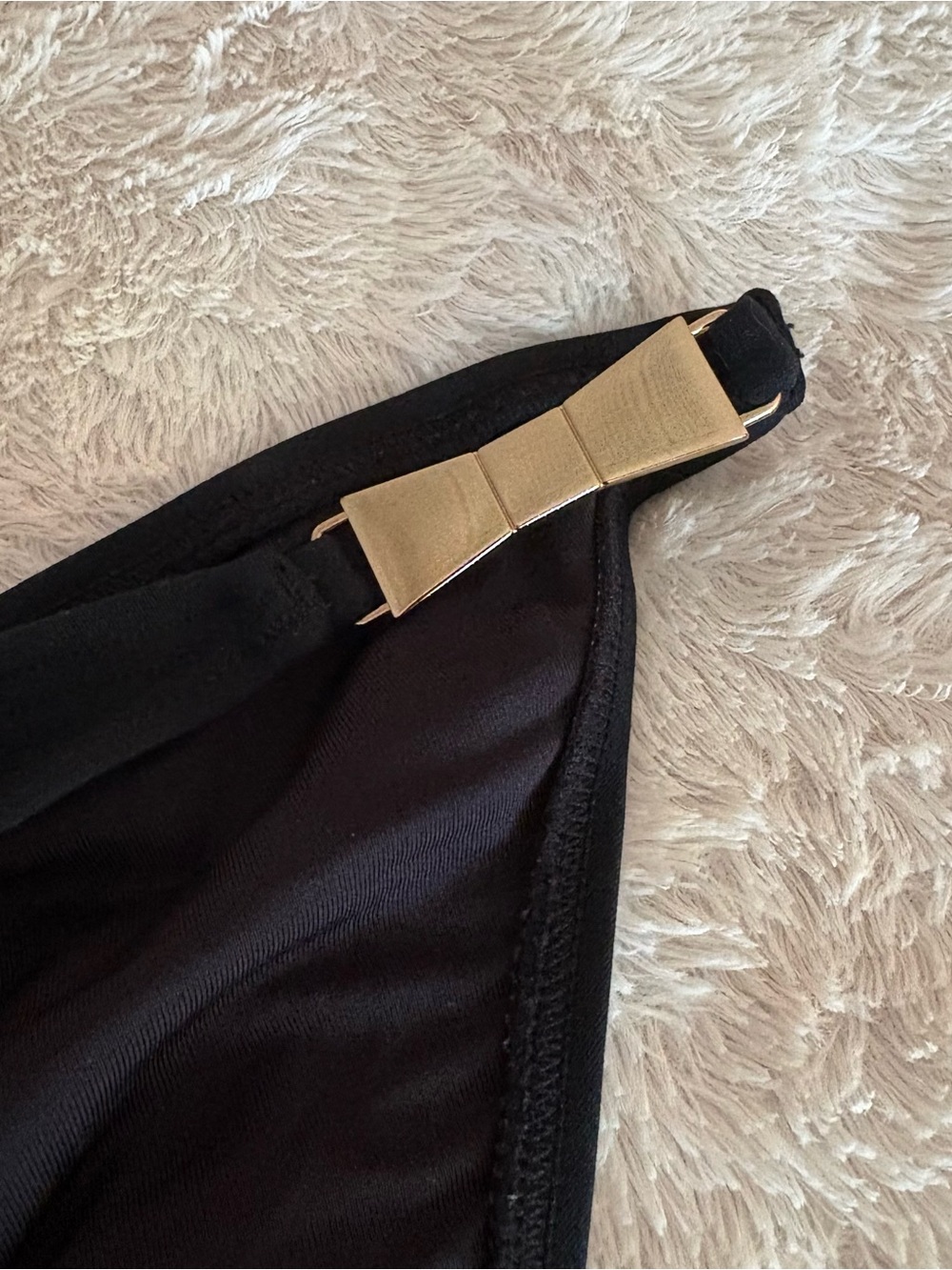 kate spade Black Triangle Bikini with Gold bow Hardware, Size M, EUC - Picture 10 of 13